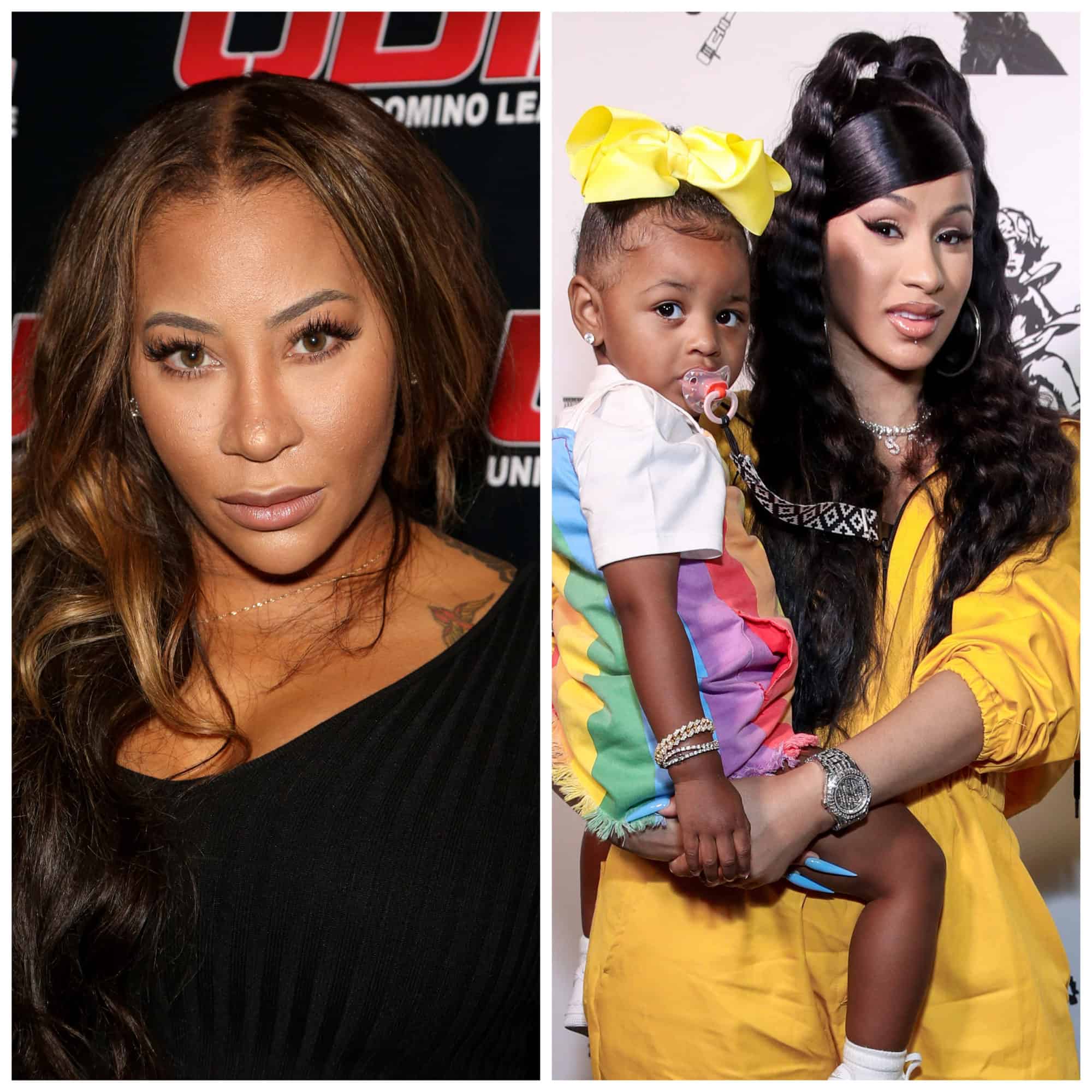 Hazel-E accuses her one-year-old daughter's princess-themed birthday party of being jacked by another celebrity. Fans think it's Cardi B.