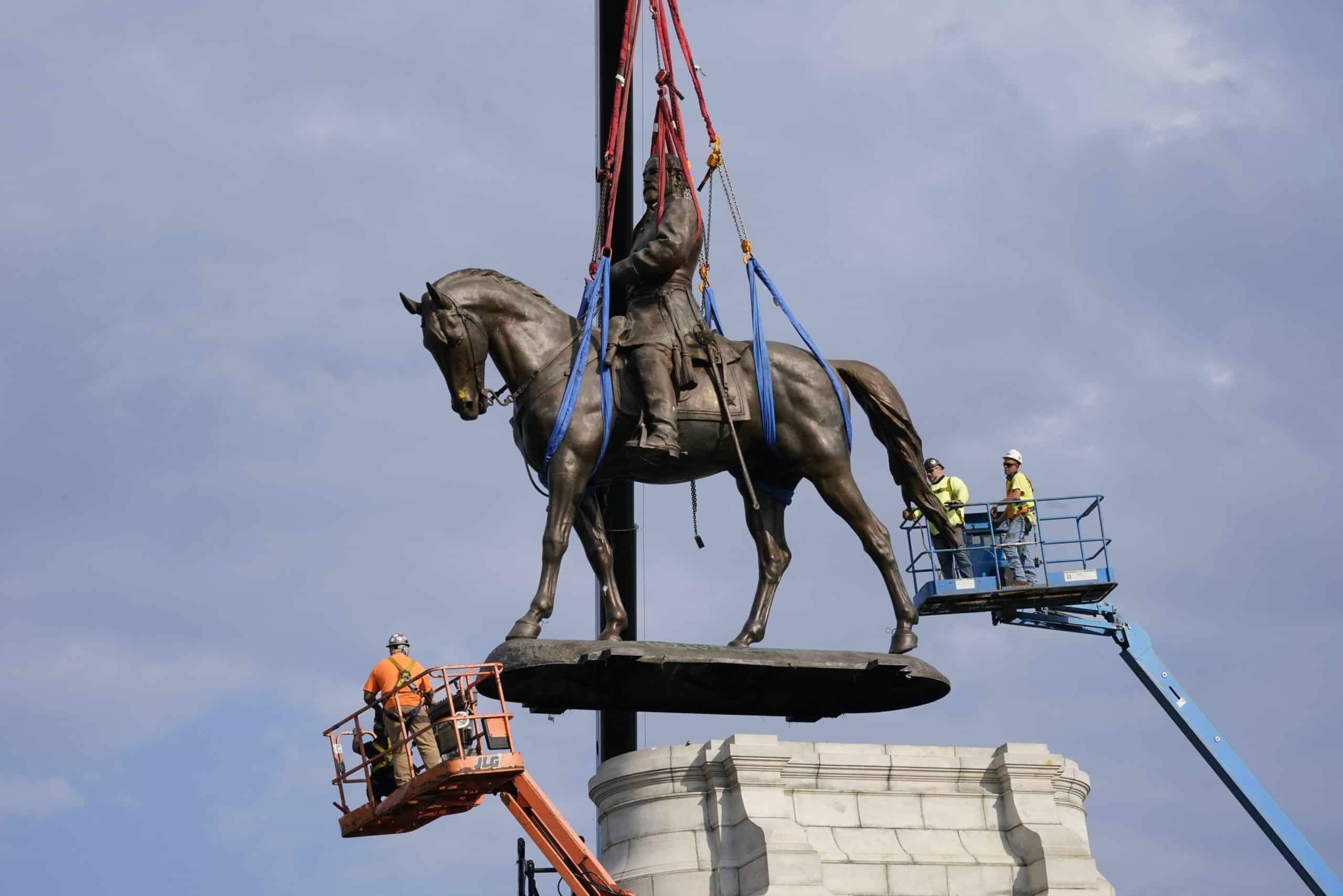 The statue of Confederate General Robert E. Lee was removed from Monument Avenue in Richmond, Virginia after a year of deliberation.