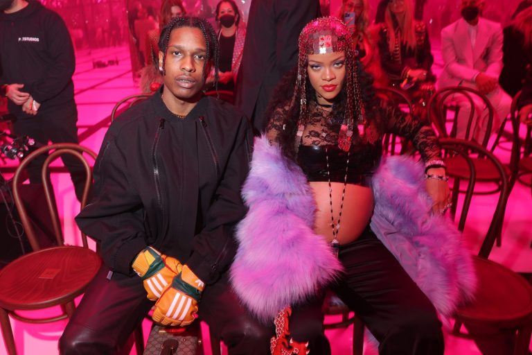 Rihanna Bares Baby Bump Alongside ASAP Rocky At Milan Fashion Week