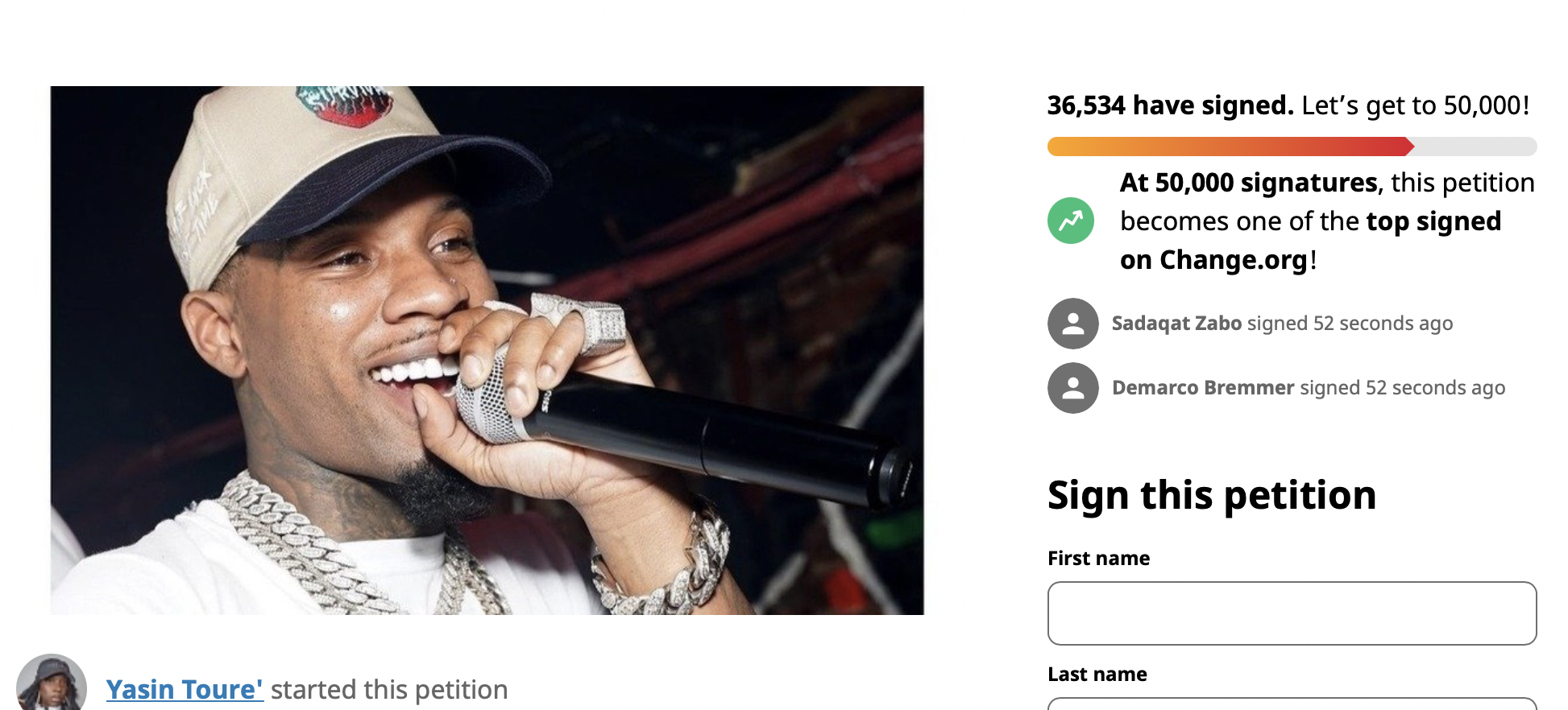 tory lanez petition