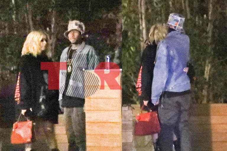 Tyga & AvrilLavigne were spotted hugging it out at NOBU on Sunday after having dinner with friends in L.A.