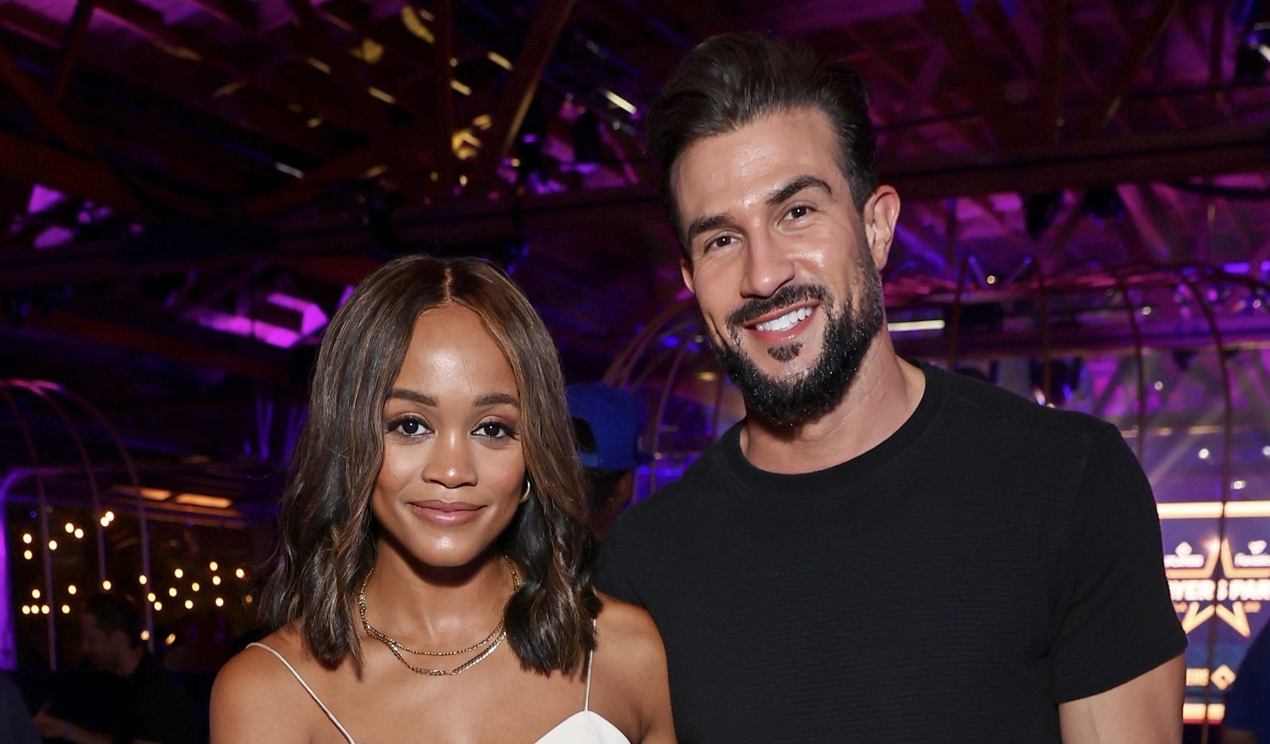 LOS ANGELES, CALIFORNIA - JULY 18: (L-R) Rachel Lindsay and Bryan Abasolo attend the MLBPA x Fanatics "Players Party" at City Market Social House on July 18, 2022 in Los Angeles, California.