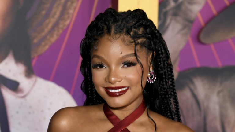 Halle Bailey attends the World Premiere of Warner Bros.' "The Color Purple" at Academy Museum of Motion Pictures on December 06, 2023 in Los Angeles, California.