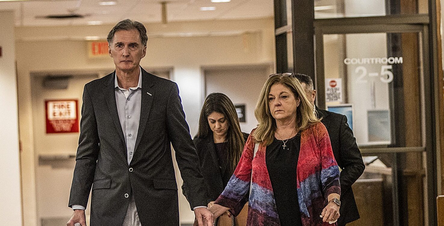 Deborah and Kim Clenney, the parents of defendant OnlyFans model Courtney Clenney, walk out of the courtroom after the hearing in which Judge Laura Shearon Cruz denied for her to get out of jail to await trial, at the Richard E. Gerstein Justice Building, in Miami, Thursday, Dec. 8, 2022. She is accused of murdering her boyfriend Christian Obumseli last April, in Miami.