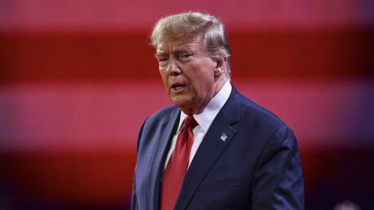 MARYLAND, UNITED STATES - FEBRUARY 24: Former US President Donald Trump makes a speech as he attends the 2024 Conservative Political Action Conference (CPAC) at the Gaylord National Resort and Convention Center in National Harbor, Maryland, United States on February 24, 2024.