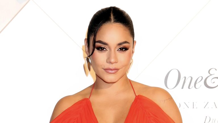 DUBAI, UNITED ARAB EMIRATES - FEBRUARY 10: Vanessa Hudgens poses on the red carpet at the One&Only One Za'abeel Grand Opening at Aelia on February 10, 2024 in Dubai, United Arab Emirates.