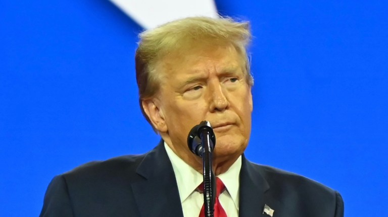 MARYLAND, UNITED STATES - FEBRUARY 24: Former US President Donald Trump speaks during the 2024 Conservative Political Action Conference (CPAC) in National Harbor, Maryland, United States on February 24, 2024.