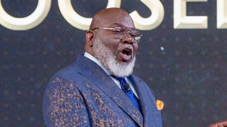 ATLANTA, GEORGIA - SEPTEMBER 22: Bishop T.D. Jakes speaks onstage during the grand finale Woman Thou Art Loosed! Homecoming at Georgia World Congress Center on September 22, 2022 in Atlanta, Georgia.