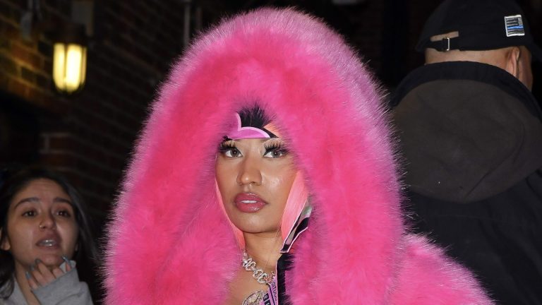 NEW YORK, NEW YORK - DECEMBER 11: Nicki Minaj arrives at 'The Late Show With Stephen Colbert' at the Ed Sullivan Theater on December 11, 2023 in New York City.